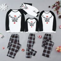 Božićna porodica Pajamas Podudarni setovi jeleni plaid Print majica s dugim rukavima Top i hlače Xmas