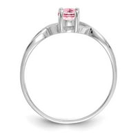 14k bijeli zlatni ružičasti turmalinski prsten