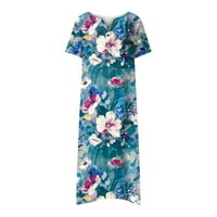 Ljetne haljine za žene Henley s kratkim rukavima cvjetna haljina u obliku linije Ležerne prilike A-line