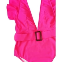 Ženske ruffles podnesu jedno kupaće kostim seksi dubokih V izrez za kupanje Monokini sa podrumskom kostimu