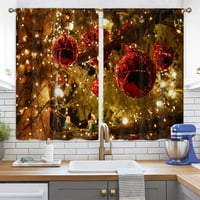 Gomelly Kuhinjske zavjese za zavjese šipke Džepne zavjese Crvena kratka ploča Poluista CAFE Decor Style-D