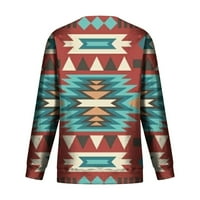 Ženska retrover-pulover dukserica Crewneck Geometric Print Dugih rukava Bluza Ležerne prilike Ležerne