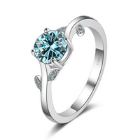 Moissite Diamond prsten za ženske prstenove od srebrnog lišća, 1CT D boja VVS ružičasti plavi žuti dijamantni