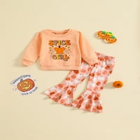Thaisu Halloween Toddler Kid Girls Hlače postavljena slova Ispis dukserice Pulover vrhove + pantalone