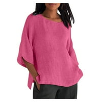 Ženski vrhovi grafički tees kratki rukav okrugli vrat pamučna košulja za bluzu ljeto plus veličine vrhova vruće ružičaste 4xl