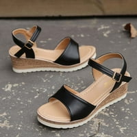 REWEnti ženske ljetne casual debele dno kopče sandale modne platforme klinovi cipele crna 5.5