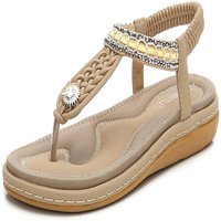 Haute Edition ženska boemska perla elastična klizala na udobnoj sandalama