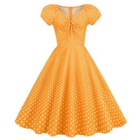 Tiqkatyck haljina za žene za žene, ženske zabave Casual Dots Ispis kratkih rukava 1950S domaćica večernja