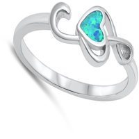 Teble Clef Heart Blue Simulirana muzika Opal prstena. Sterling srebrna pojas Kubična cirkonija ženska