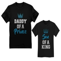 Tata princa i sina kralja oca i dječaka od dječaka i dječaka koji odgovaraju majice tata crni mali sin