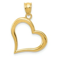 Carat u karatsu 14k žuto zlato polirano viseći srčani privjesak šarm sa 14k žutom zlatnom laganom ogrlicu