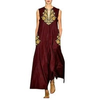 Maxi haljine za žene plus veličine Retro Vintage Dnevno casual bez rukava od ispisanog cvjetnog ispisa