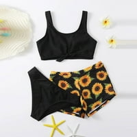Djevojčica za kupaći kostim cvjetni ljetni print suncokret 'Crisscross Trodijelni slatki kupaći kostimi