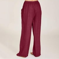 Gyujnb Solid casual pantalone za žene izvlačenje elastičnih struka visokog struka za žene prozračne