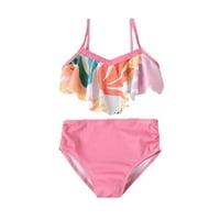Djevojke kupaće kostimi Ljetne djevojke ružičaste listovi tiskani odmorni odmor dva kupa kupanja kupaći