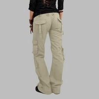 Teretne hlače Žene Elastične struke Ležerne prilike opuštene fit jogger hlače sa džepovima za planinarenje
