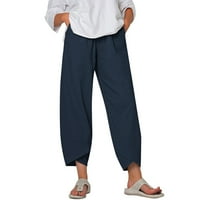 Eashery Womenske hlače plus veličina elastične ljetne ženske hlače Ležerne u trendi posteljina za žene