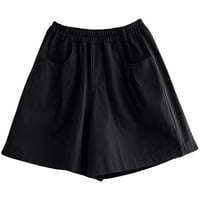 Ljeto pune boje casual široke noge hlače velike veličine kratke hlače modne žene hlače crna xxxl