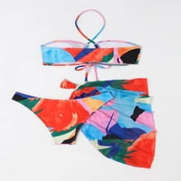 Singreal ženski prsten za izrez Halter bikini kupaći kostim sa crtežom na plaži suknju