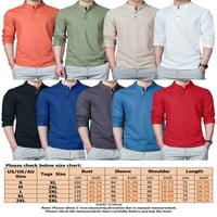 Muška modna obična bluza muškarci redovni fit pulover Henley vrat Sport Solid Boja casual osnovna tee