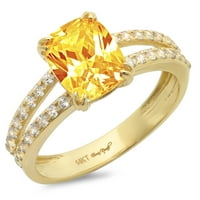 3. CT Briljantni jastuk Cleani simulirani dijamant 18k žuti zlatni pasijans sa accentima prsten sz 10.25