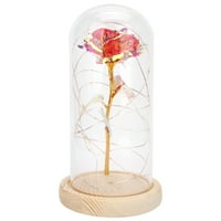 Prekrasna ruža LED noćna lampa, zlatna folija ruža zlatna folija ruža cvijeta sa svjetlošću, sa staklenim