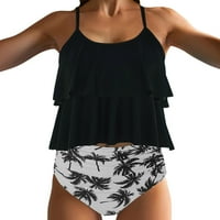 Ženske kupaće kostime Ruffled visokog struka Split odjeća za plažu s dvije za s bikinis set