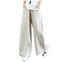 Hlače za žene Ženske modne pantalone High Squist Perite široke noge Solidne hlače u boji Plus veličine