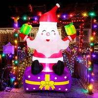 Božićne gumene FT Božićne dekoracije na napuhavanje Santa Claus sa poklon kutijama Xmas Santa Claus duvao dekor dvorišta, ugrađene LED svjetla s tehnicima, udjeli za dvorište, travnjak, vrt