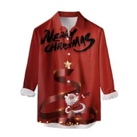 Yueulianxi Božićne majice Muškarci Ležerne prilike dugih rukava Jesen zimske Božić 3D tiskane majice