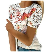 Bicoasu ženski vrhovi ženski okrugli vrat kratkih rukava s kratkim rukavima vrhovi čipke ljetne majice