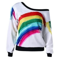 Žene Ljetne vrhove Žene Ležerne prilike dugih rukava Rainbow Pulover majice dukserice wh xl