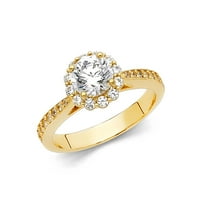 Jewels 14k žuti zlatni okrugli kubični cirkonijski cz zaručni prsten veličine 5.5