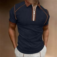CLlios košulje za muškarce, muškarci casual solid patwown pulover patchwork patentni zatvarač kratkih