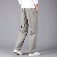 TOQOT MENS radne hlače - vanjske ravno noge Slim Fit Cargo Hlače za muškarce siva veličina XL