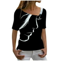 Ženska casual moda Print kratki rukav LR reduklirani CALL revel Udobni pulover Top Black XL
