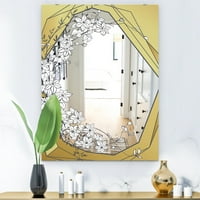 Art DesimanArt 'Gold Botanic Cvjetanje 7' Tradicionalno ogledalo - cvjetno vanity ispisano ogledalo