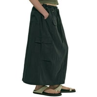 Huakaishijie ženske suknje s dugim teretom sa džepovima velike struke baggy suknja e djevojke ulična