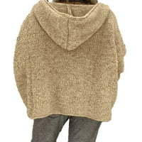 Žene Duks sa punim bojama Duks ležeran salon Pleteni džemperi Dugi rukav obični šik pulover s kapuljačom