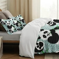 Poklopac prekrivača, Panda Eukaliptus Slatka zelena posteljina Dekor za djecu i odrasle spavaće sobe,