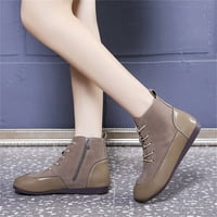 DMQupv Womens čizme za žene čipke cipele bočne čizme okrugle cipele sa kožnim kožnim čizmama za žene