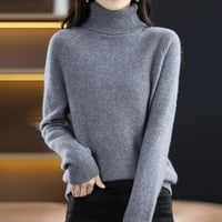 Jesenski turtleneck džemper dame labave velike veličine debela pletena džemper donja majica Grey XXL