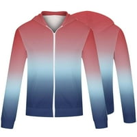Fatuov jakna za muškarce s kapuljačom s kapuljačom s dugim rukavima, štampan casual zip up crveni kaput