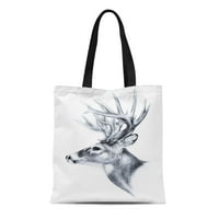 Platnena torba odvažna tota Trgovine Trgovinske vrećice Veliki bijeli rečni rep glava sa velikim rogovima jelena za lov proizvode Tote Bag