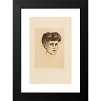 Edvard Munch Crni moderni uokvireni muzej Art Print pod nazivom - Frauenkopf