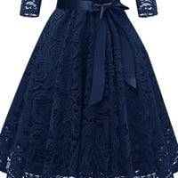 Haljine za žene Ahomtoey ženske vintage temperament V-izrez čipke seksi dugih rukava čipka haljina ranog