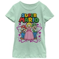 Girl's Nintendo Super Mario Lik Trio Graphic Tee Mint Medium