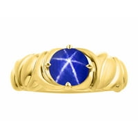 * Rylos Solitaire Gemstone Blue Star Sapphire prsten - septembar roštilj *