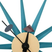 Leisuremod Maxi Modern Wood Star tiho nekriženi zidni sat u plavoj boji