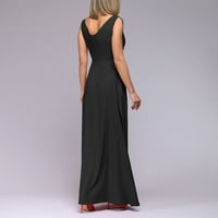 Lolmot duge haljine za žene bez rukava V-izrez maturalne haljine retroventacija u struku Redovna montaža